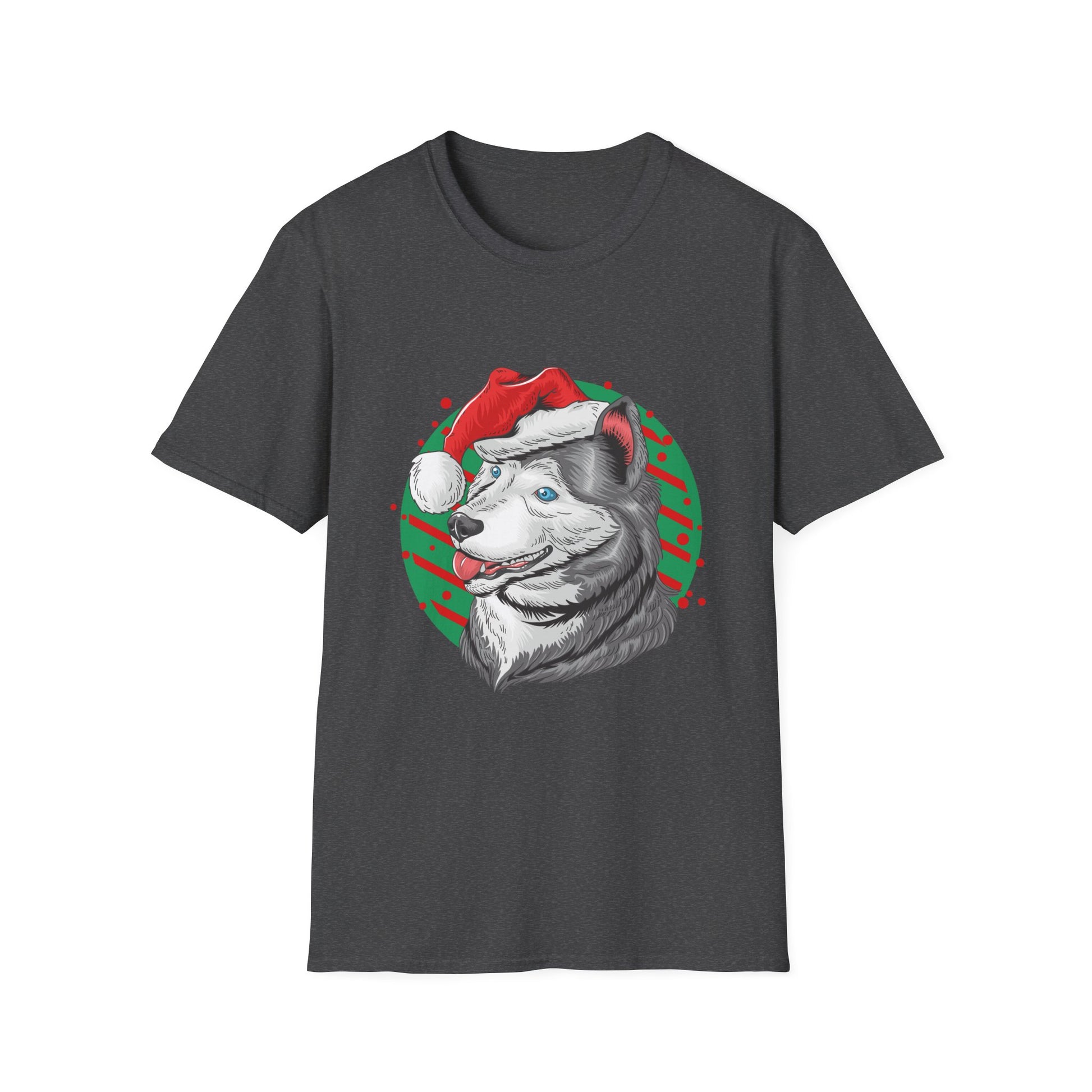 Husky Christmas T-Shirt — Festive Santa Hat Dog Holiday Tee