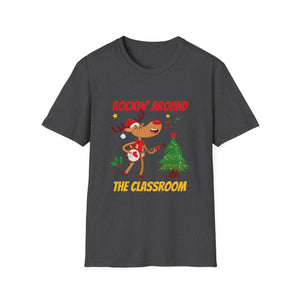 Retro Groovy Teacher Christmas Rockin_ Around The Classroom T-Shirt