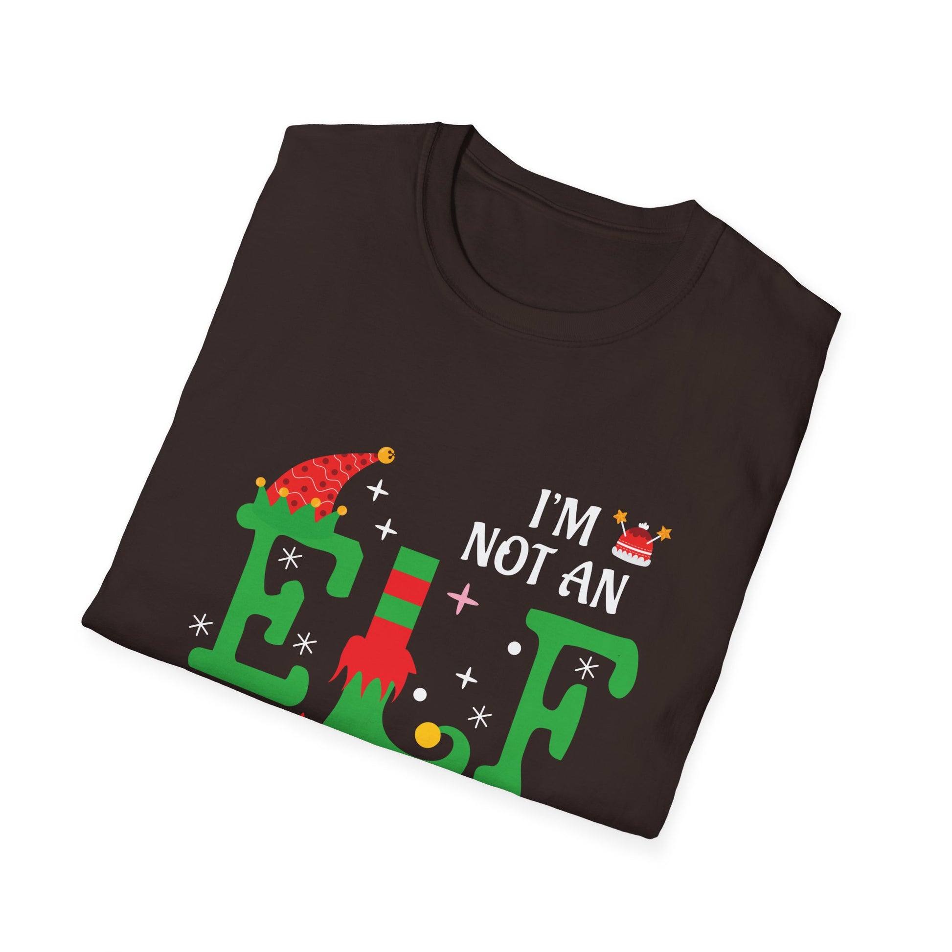 Elf Short Funny Christmas T-Shirt – "I'm Not an Elf I'm Just Short" Holiday Tee