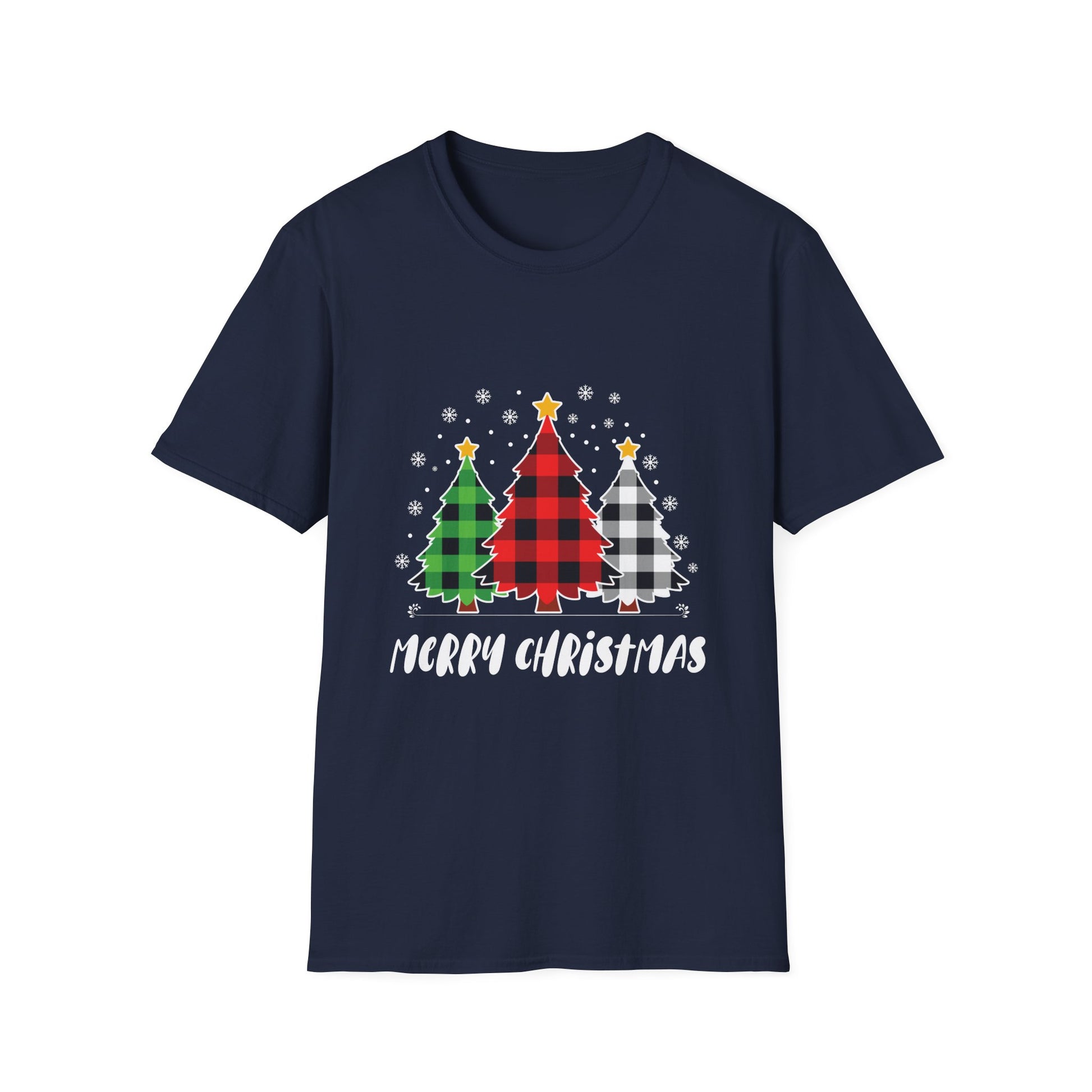 Christmas Plaid Tree T-Shirt — "Merry Christmas" Holiday Tee