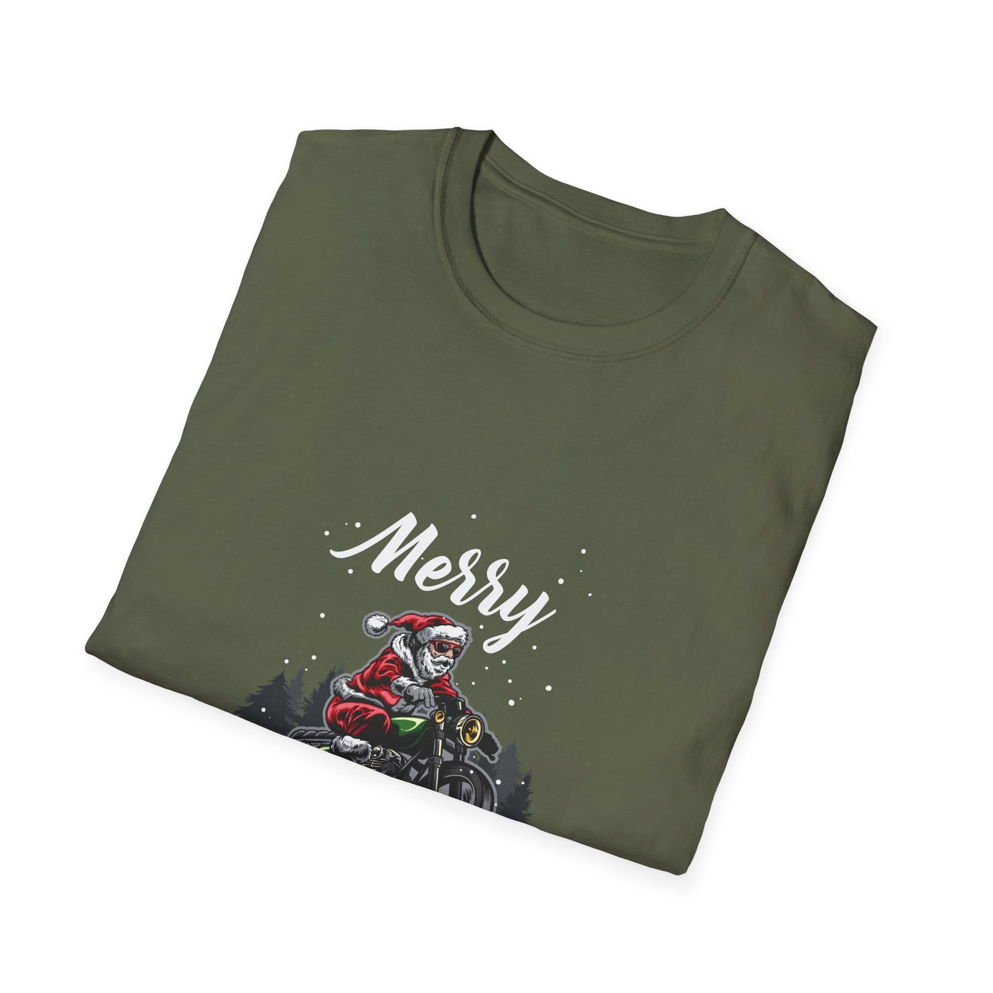Christmas Motorcycle T-Shirt — 'Merry Christmas' Santa Biker Tee