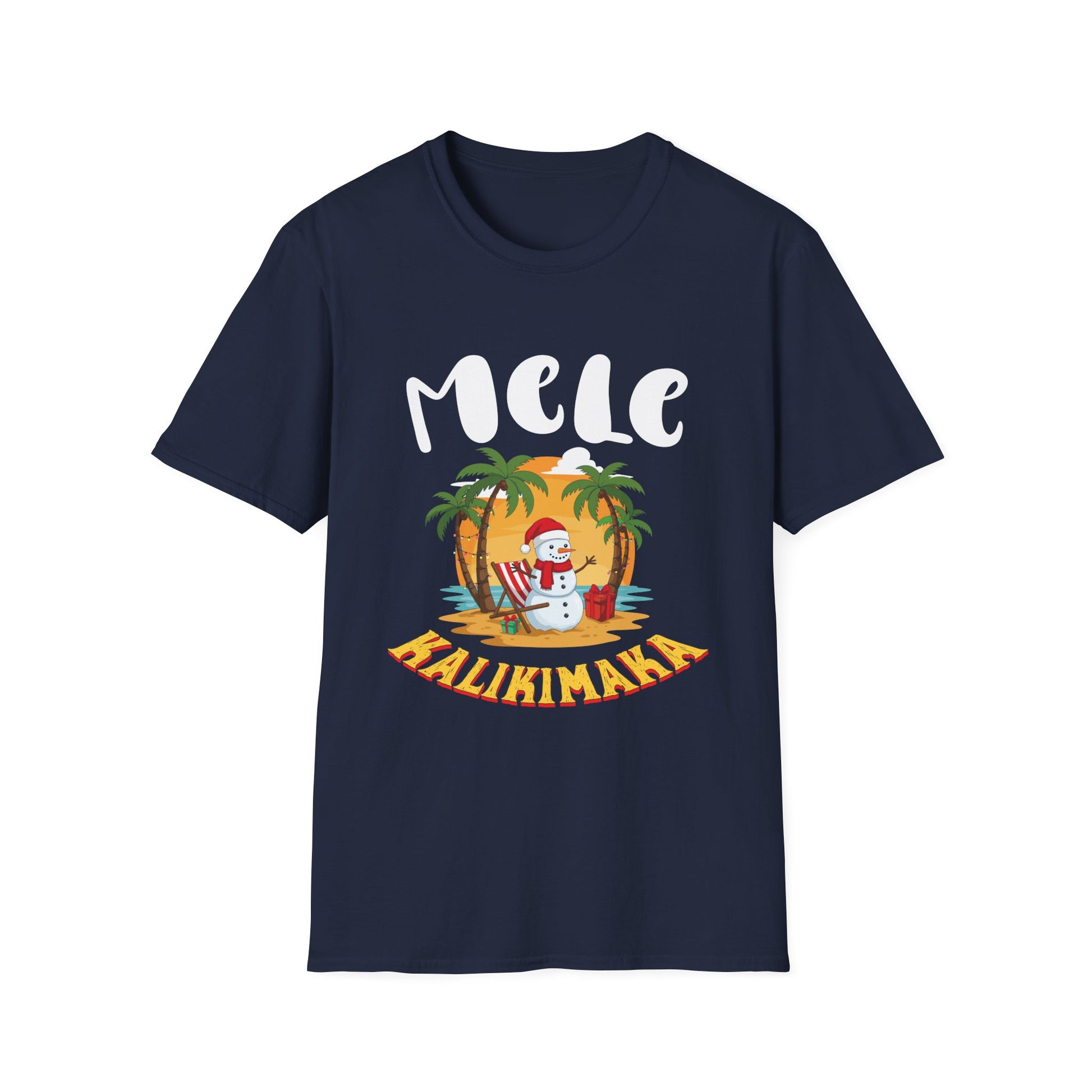 Mele Kalikimaka T-Shirt — Hawaiian Christmas Palm Tree Santa Tee