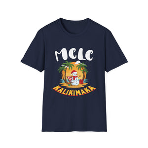 Mele Kalikimaka T-Shirt — Hawaiian Christmas Palm Tree Santa Tee