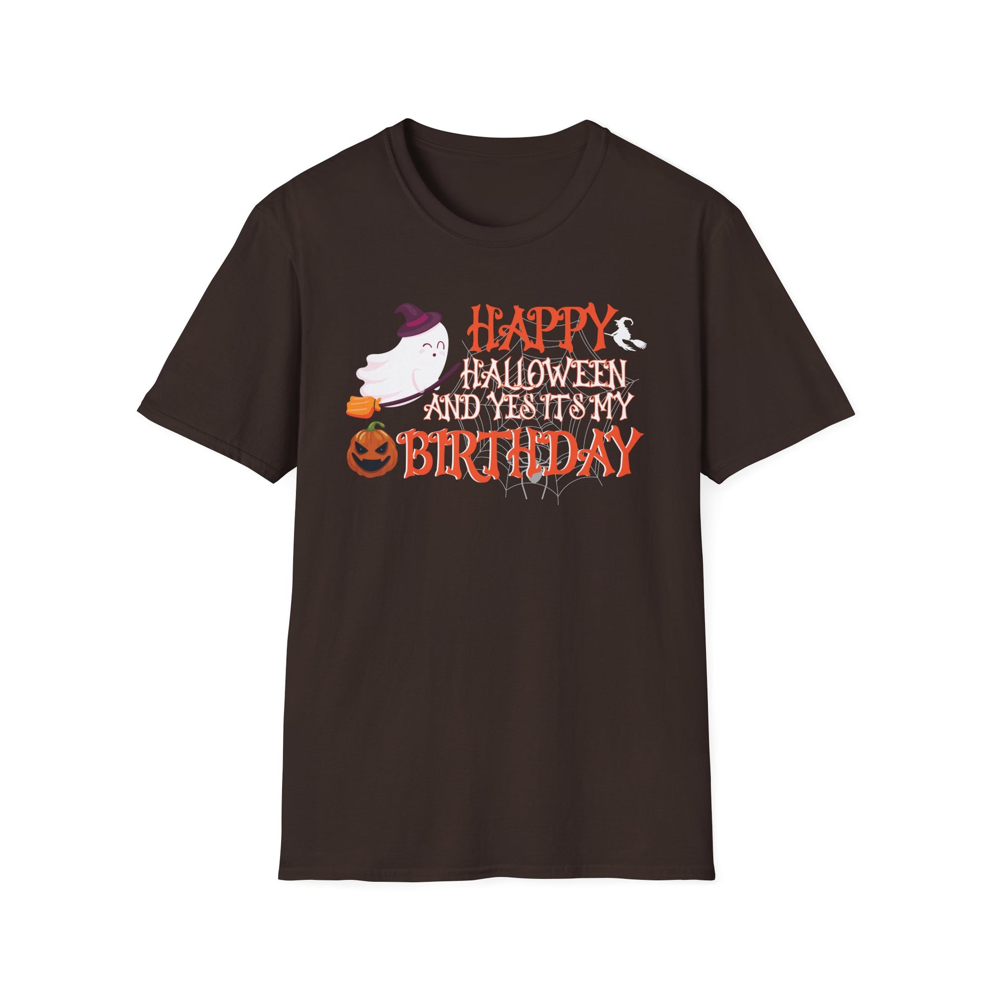 Halloween Birthday T-Shirt – "Happy Halloween and Yes It’s My Birthday" Ghost Tee