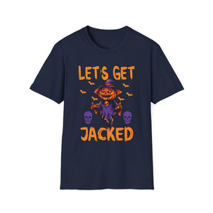Let’s Get Jacked Halloween T-Shirt — Pumped Pumpkin & Skulls Costume Tee