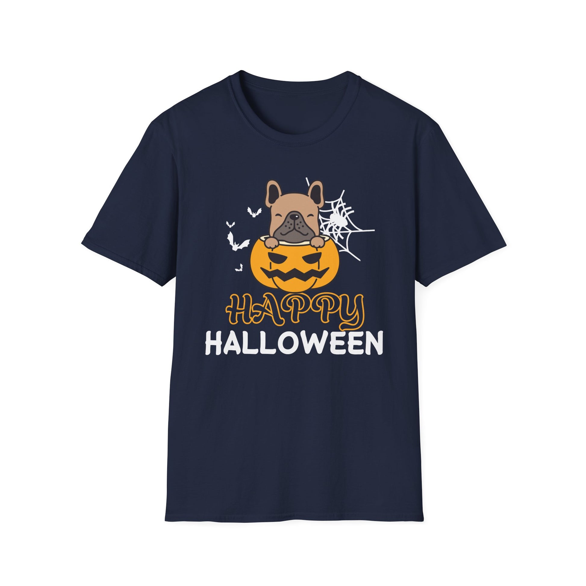 Halloween French Bulldog T-Shirt - "Happy Halloween" Pumpkin Pup Tee