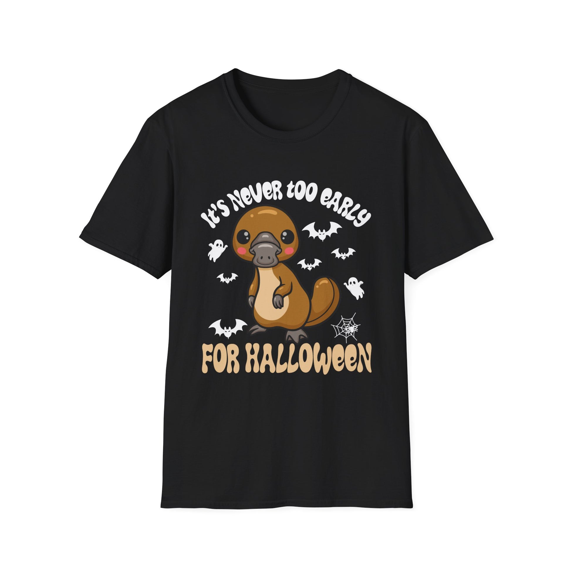 Halloween Platypus T-Shirt - "It’s Never Too Early for Halloween" Cute Spooky Tee