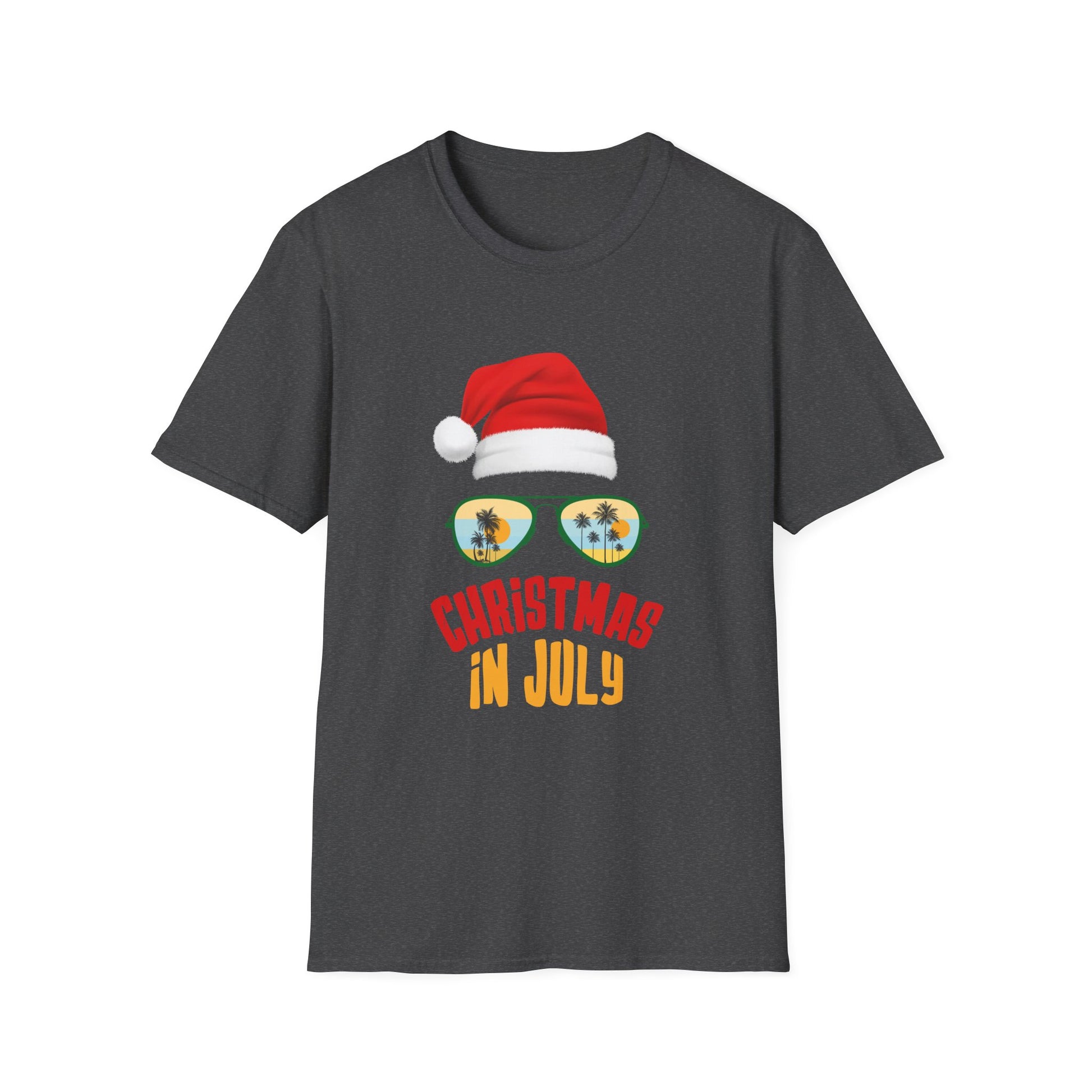 Christmas in July T-Shirt — Santa Hat Sunglasses Holiday Tee