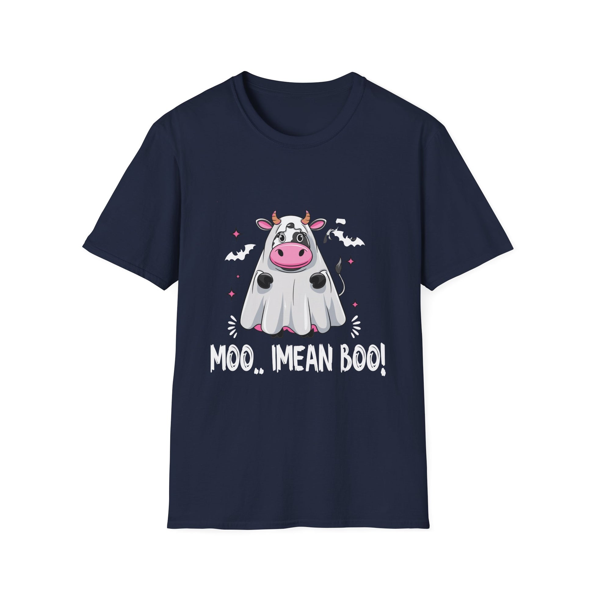 Cow Ghost Halloween T-Shirt — "Moo... I Mean Boo!" Cute Spooky Tee