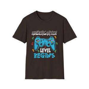 Kindergarten Level Begins T-Shirt — Gamer Controller Back-to-School Tee
