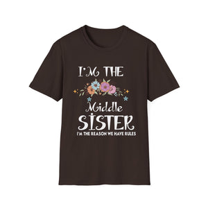 Middle Sister T-Shirt — “I’m the Middle Sister, I’m the Reason We Have Rules” Floral Tee