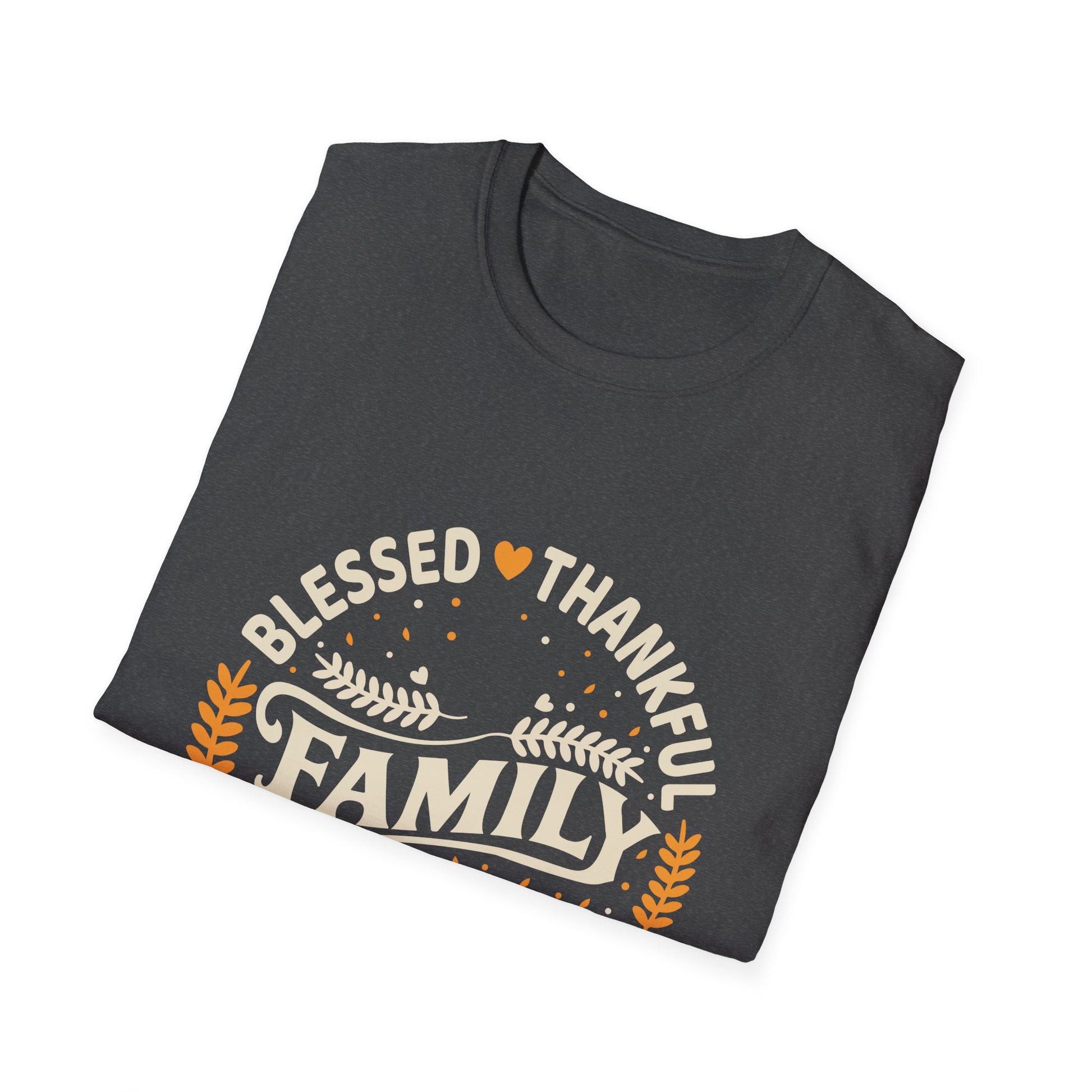 Family Blessed Thankful Grateful Pumpkin T-Shirt — Fall Thanksgiving Tee