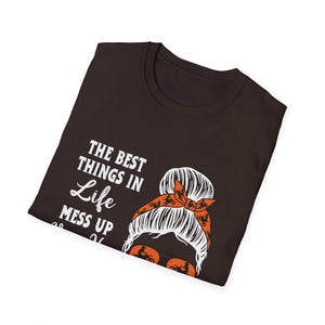 T-Shirt — “The Best Things in Life Mess Up Your Hair” Messy Bun Graphic Tee