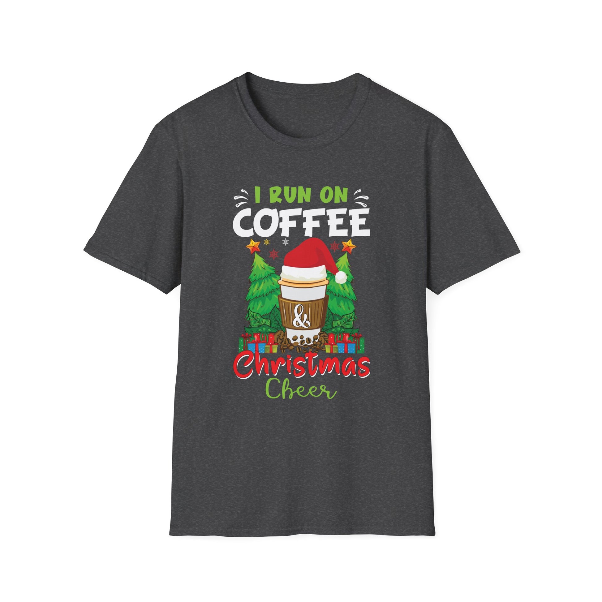 Christmas Coffee Tee — "I Run on Coffee & Christmas Cheer" Holiday T-Shirt