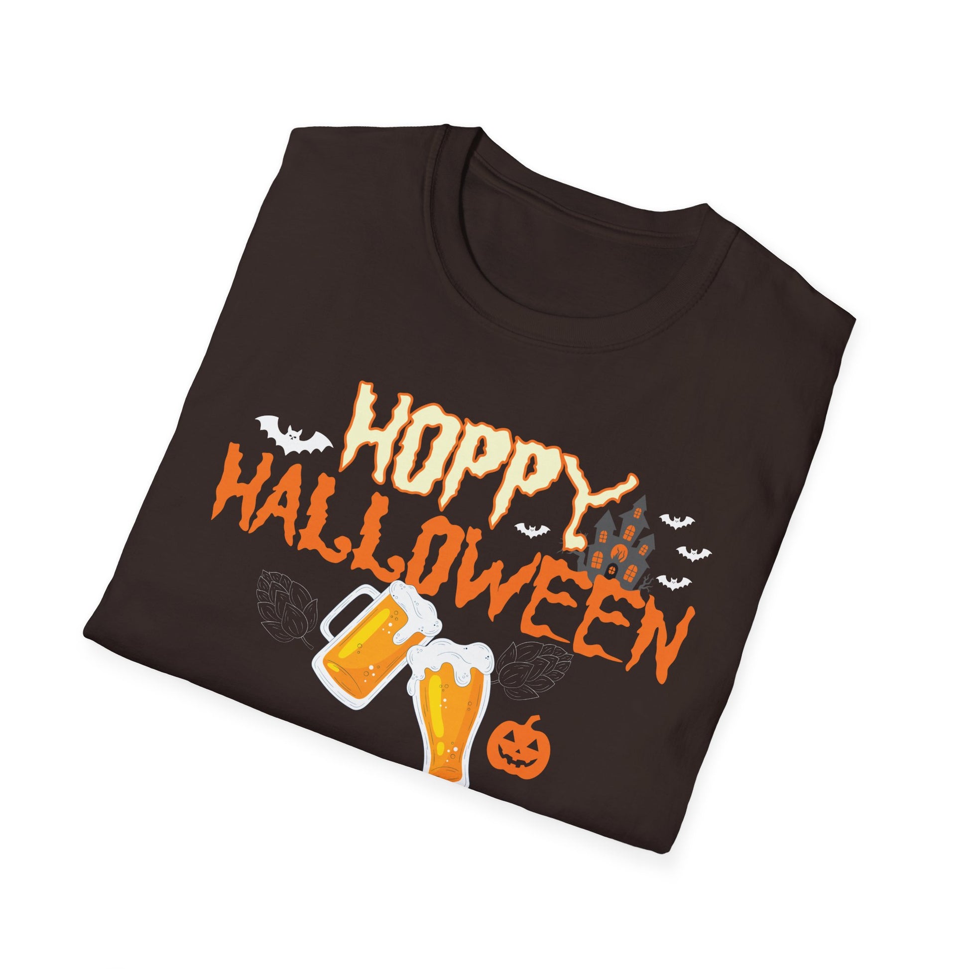 Hoppy Halloween T-Shirt — Beer Cheers Pumpkin Graphic Tee for Halloween Party
