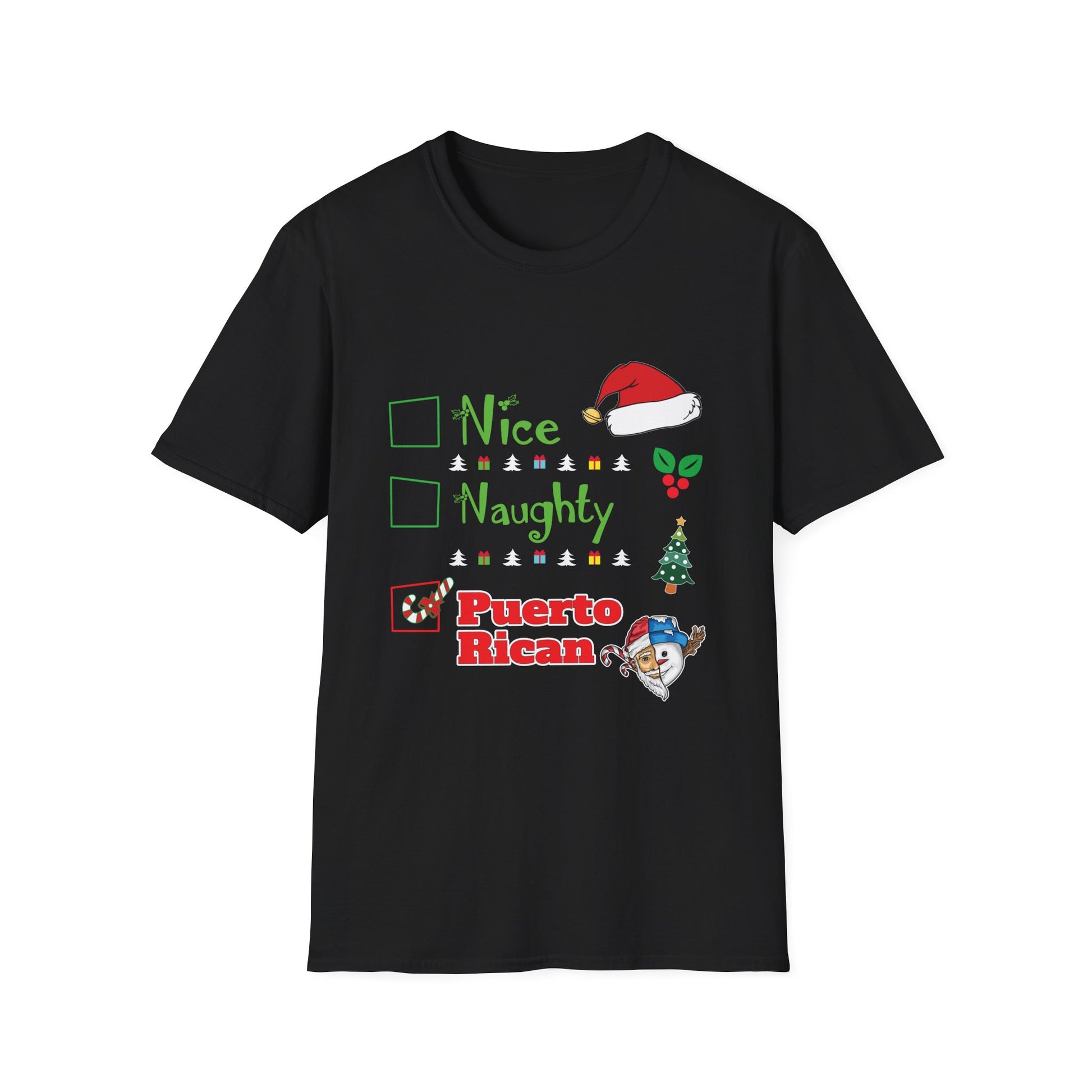 Nice Naughty Puerto Rican Puerto Rico Women Christmas Santa Unisex Softstyle T-Shirt