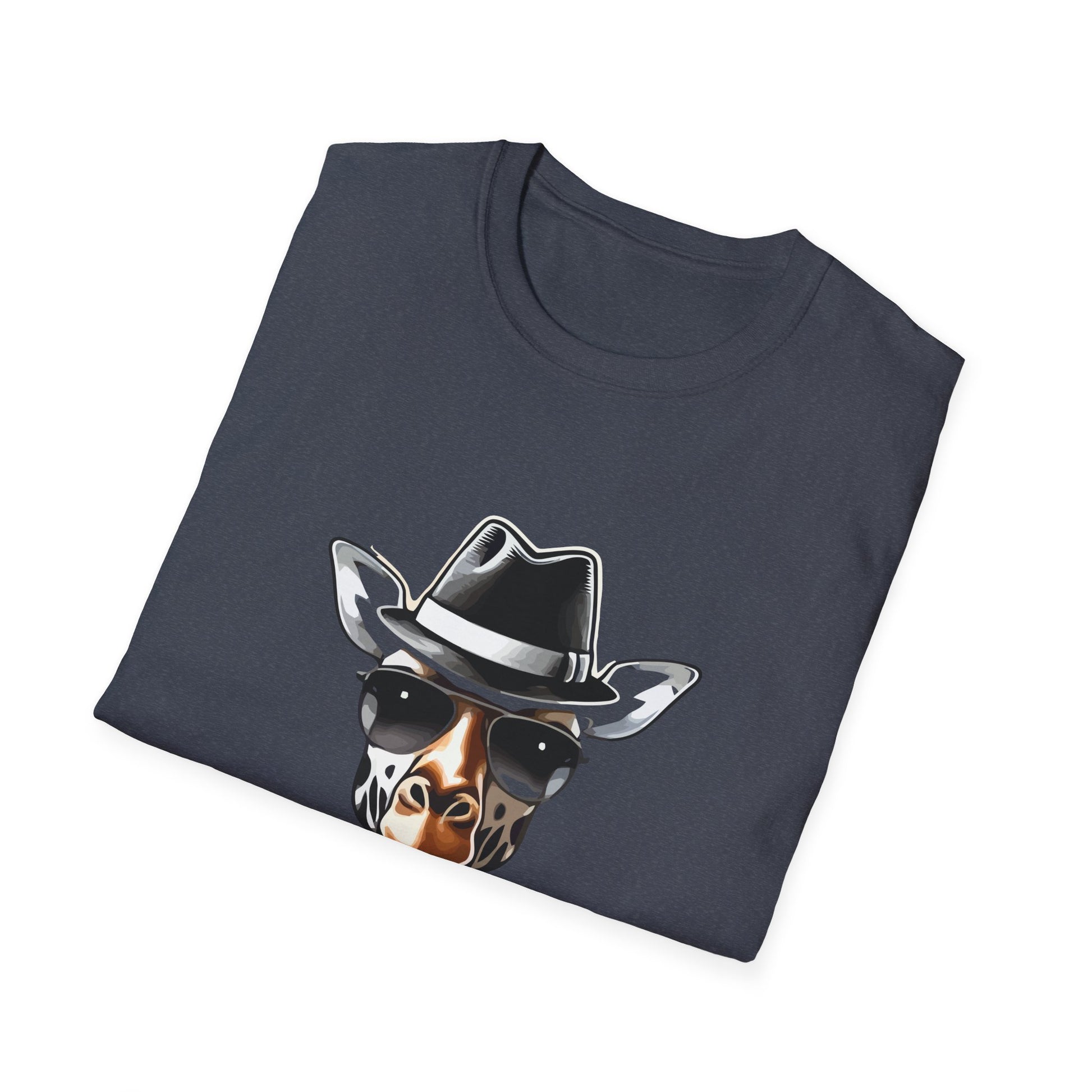 Cowboy Giraffe Graphic T-Shirt – Western Hat Giraffe with Red Rose Design  Unisex T-Shirt