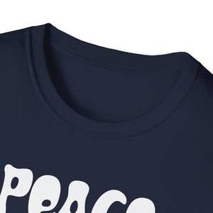 Peace Love Halloween T-Shirt — Retro Pumpkin Moon Graphic Tee