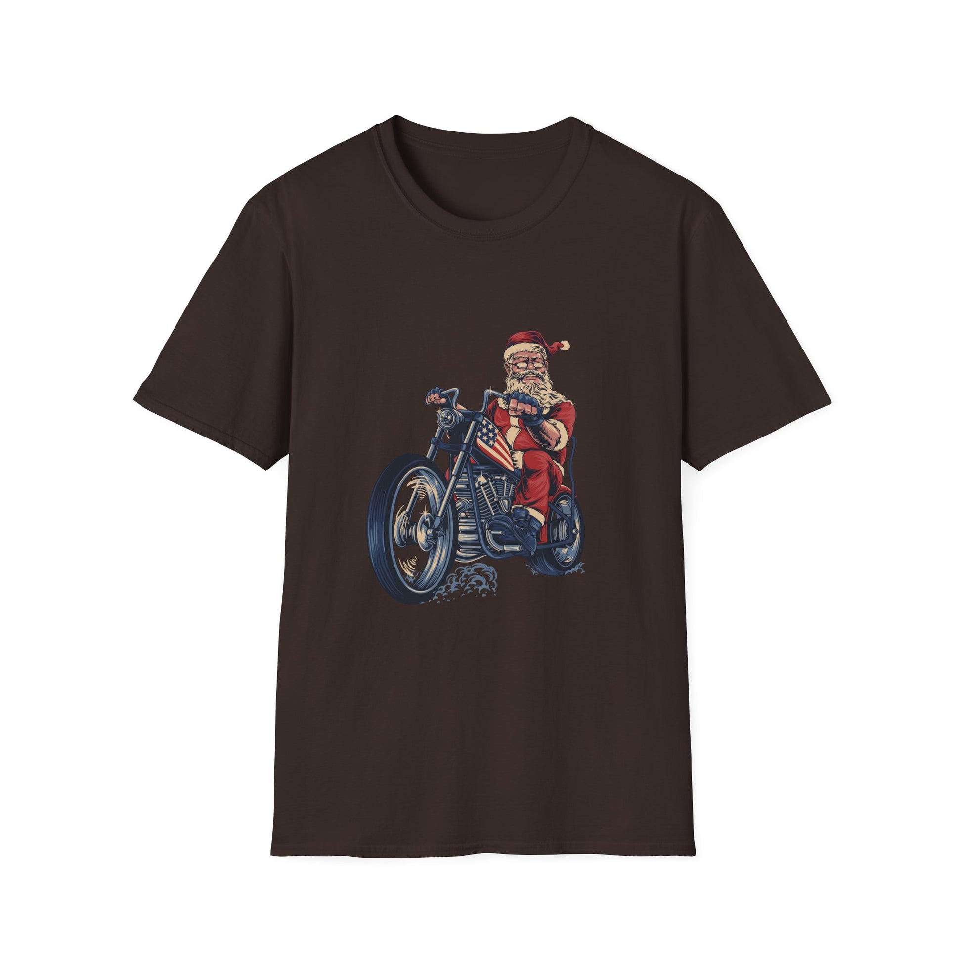 Santa Motorcycle T-Shirt — Biker Santa Christmas Tee