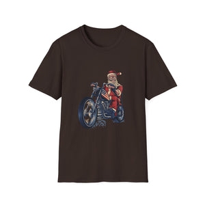 Santa Motorcycle T-Shirt — Biker Santa Christmas Tee