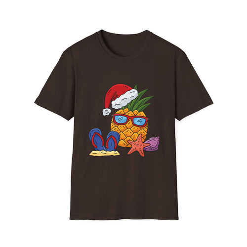 Pineapple Santa Tee — Tropical Christmas T-Shirt with Sunglasses & Flip Flops