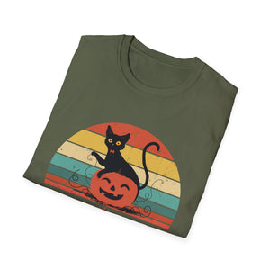 Black Cat sitting in a Pumpkin for Cat Lover - Halloween T-Shirt
