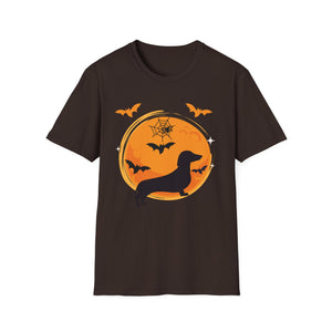 Dachshund Halloween T-Shirt — Dachshund Silhouette with Bats & Moon