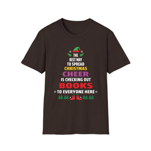 Christmas Book Lover T-Shirt — “The Best Way to Spread Christmas Cheer is Checking Out Books”