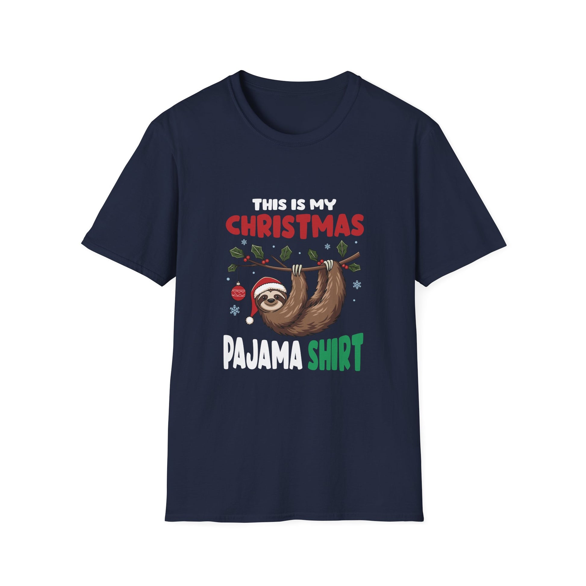 Christmas Pajama Shirt T-Shirt — Cute Sloth Holiday Sleeping Tee