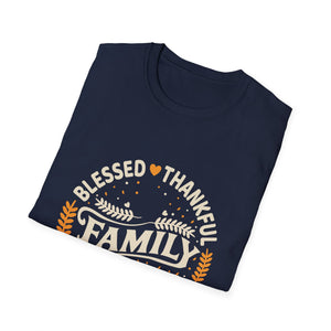 Family Blessed Thankful Grateful Pumpkin T-Shirt — Fall Thanksgiving Tee
