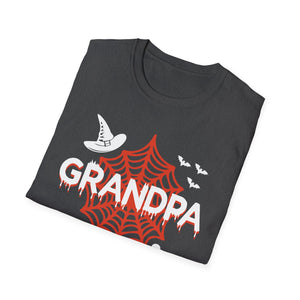 Grandpa Halloween T-Shirt — Spiderweb, Witch Hat & Skulls Graphic
