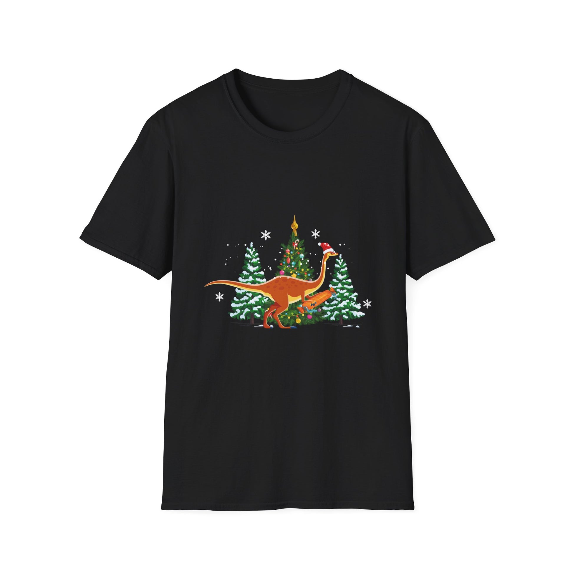 Christmas Brachiosaurus Dinosaur eating a Christmas Tree Unisex T-Shirt