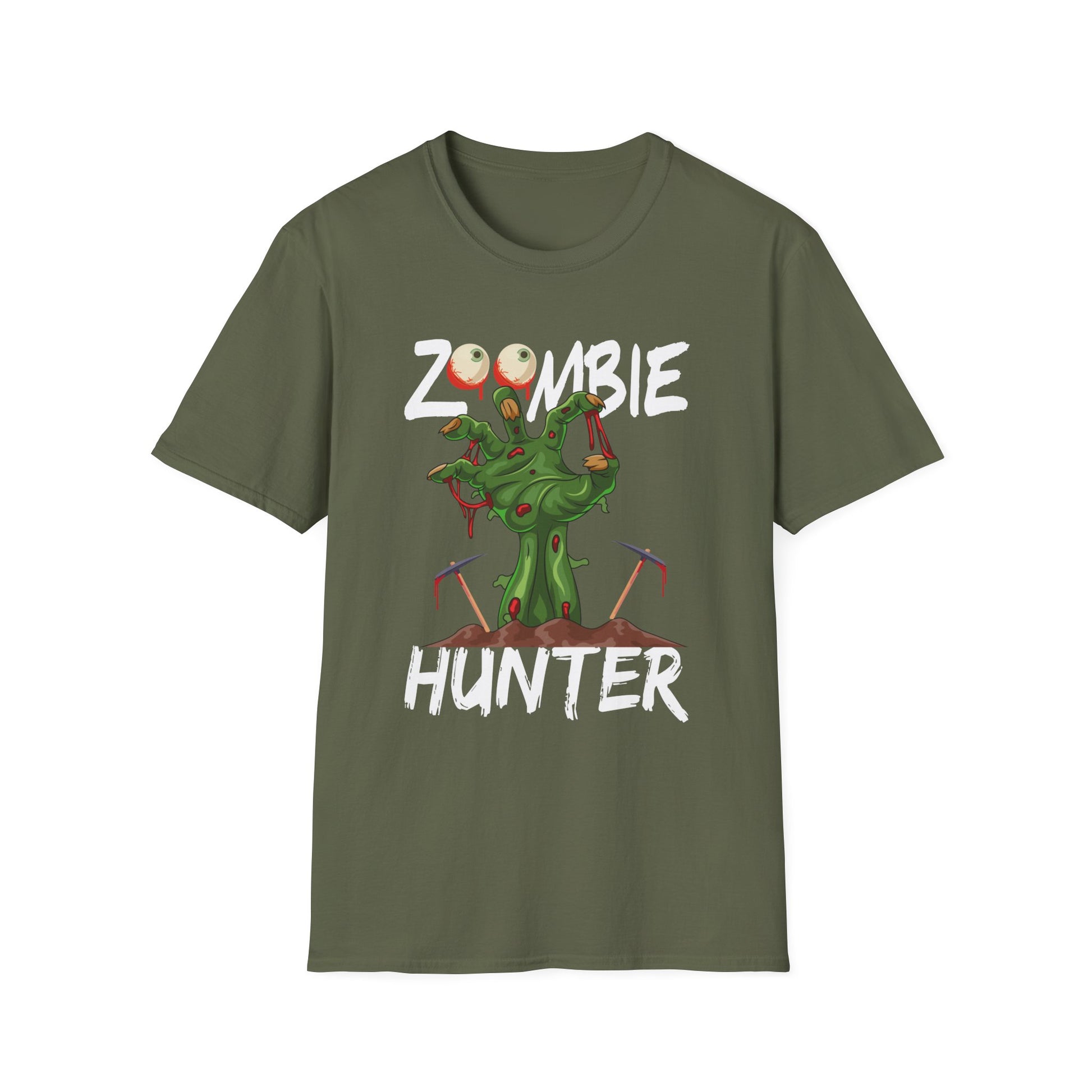 Zombie Hunter T-Shirt – Funny Halloween Graphic Tee with Cartoon Zombie