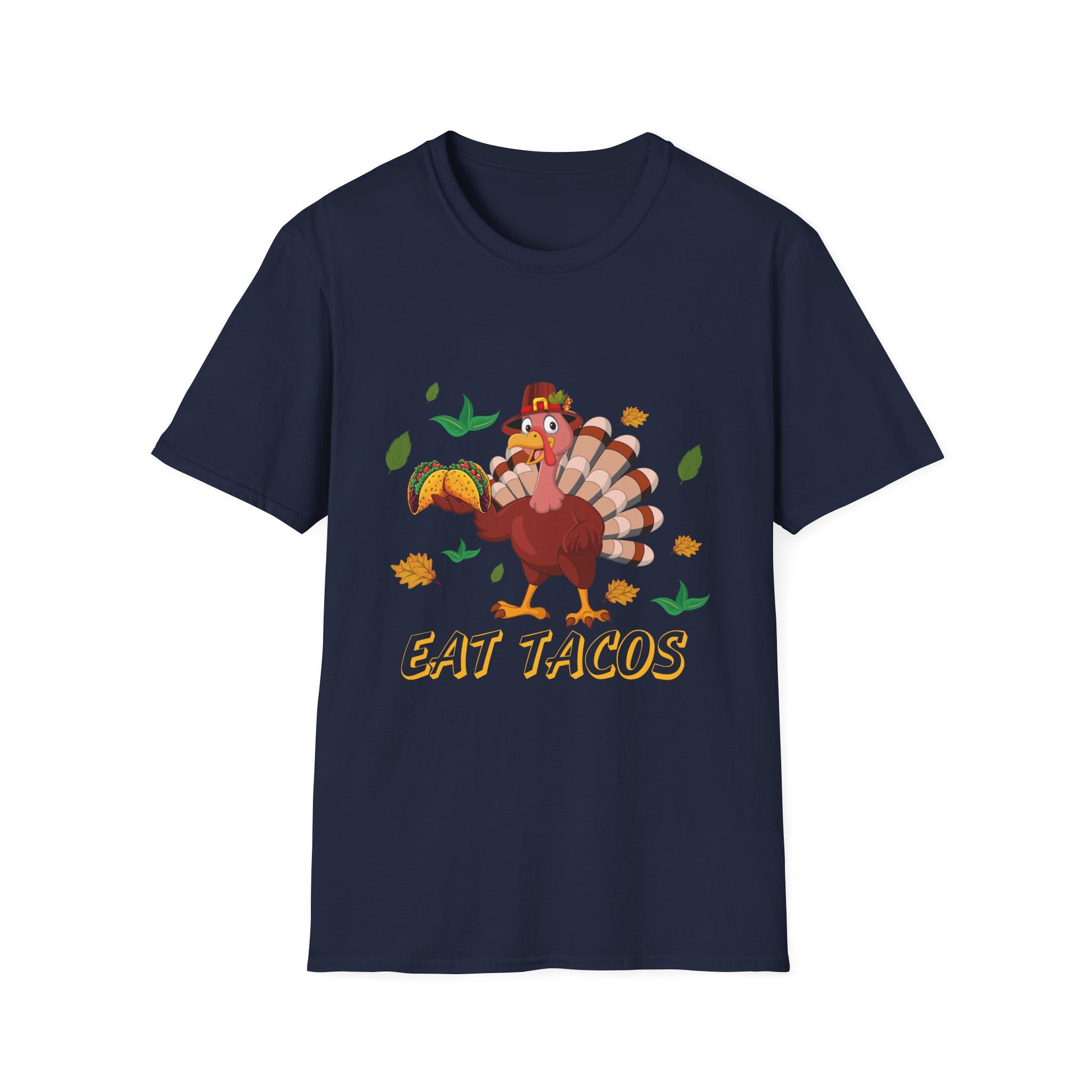 Funny Thanksgiving Turkey T-Shirt “Eat Tacos” — Cute Holiday Turkey Graphic Tee  Unisex T-Shirt