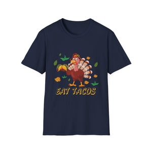 Funny Thanksgiving Turkey T-Shirt “Eat Tacos” — Cute Holiday Turkey Graphic Tee  Unisex T-Shirt
