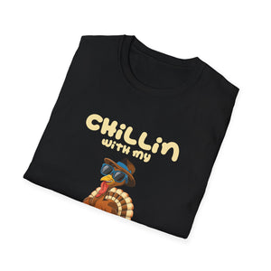 Chillin' With My Turkeys T-Shirt — Funny Thanksgiving Turkey Tee  Unisex T-Shirt