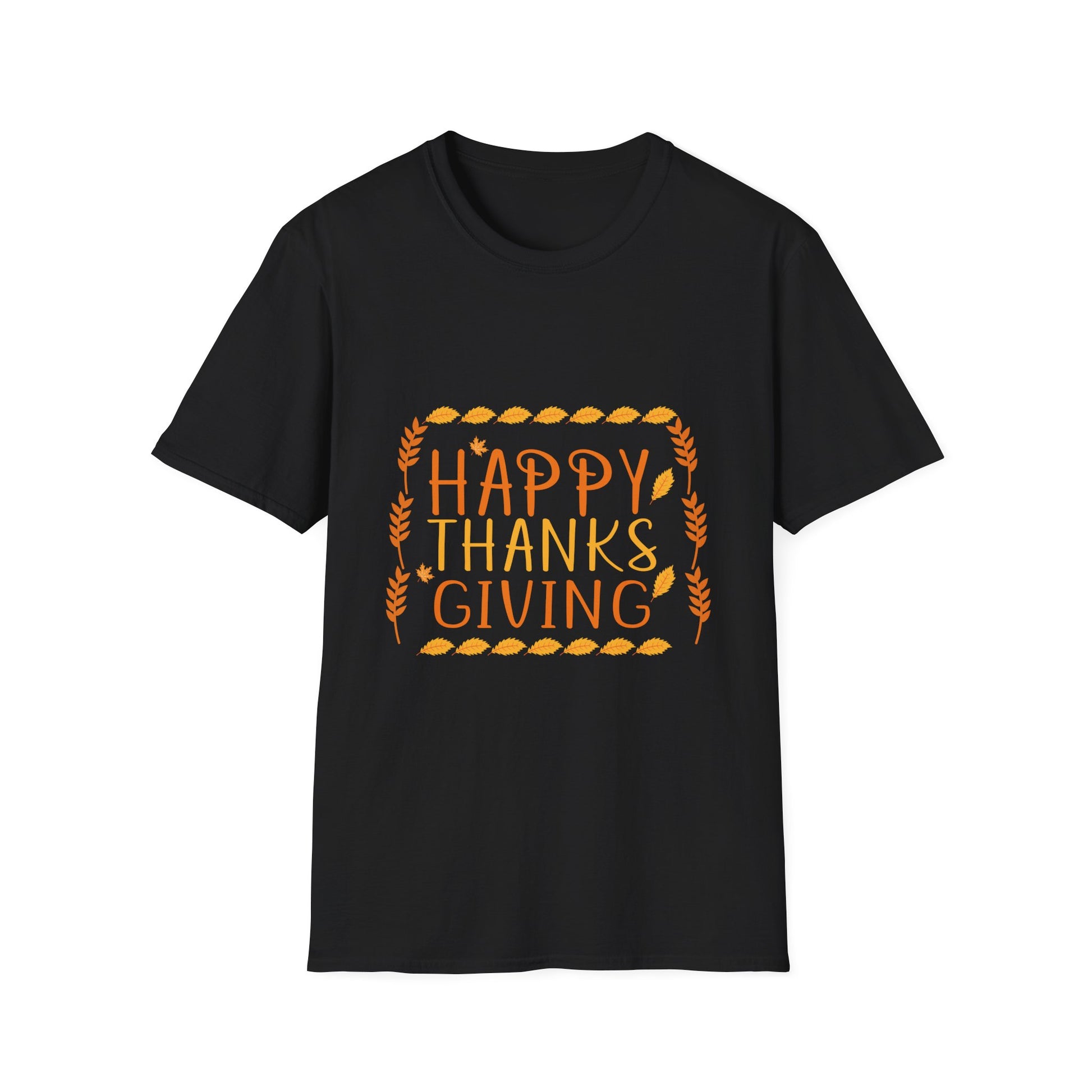 Thanksgiving T-Shirt — "Happy Thanksgiving" Autumn Wheat Holiday Tee