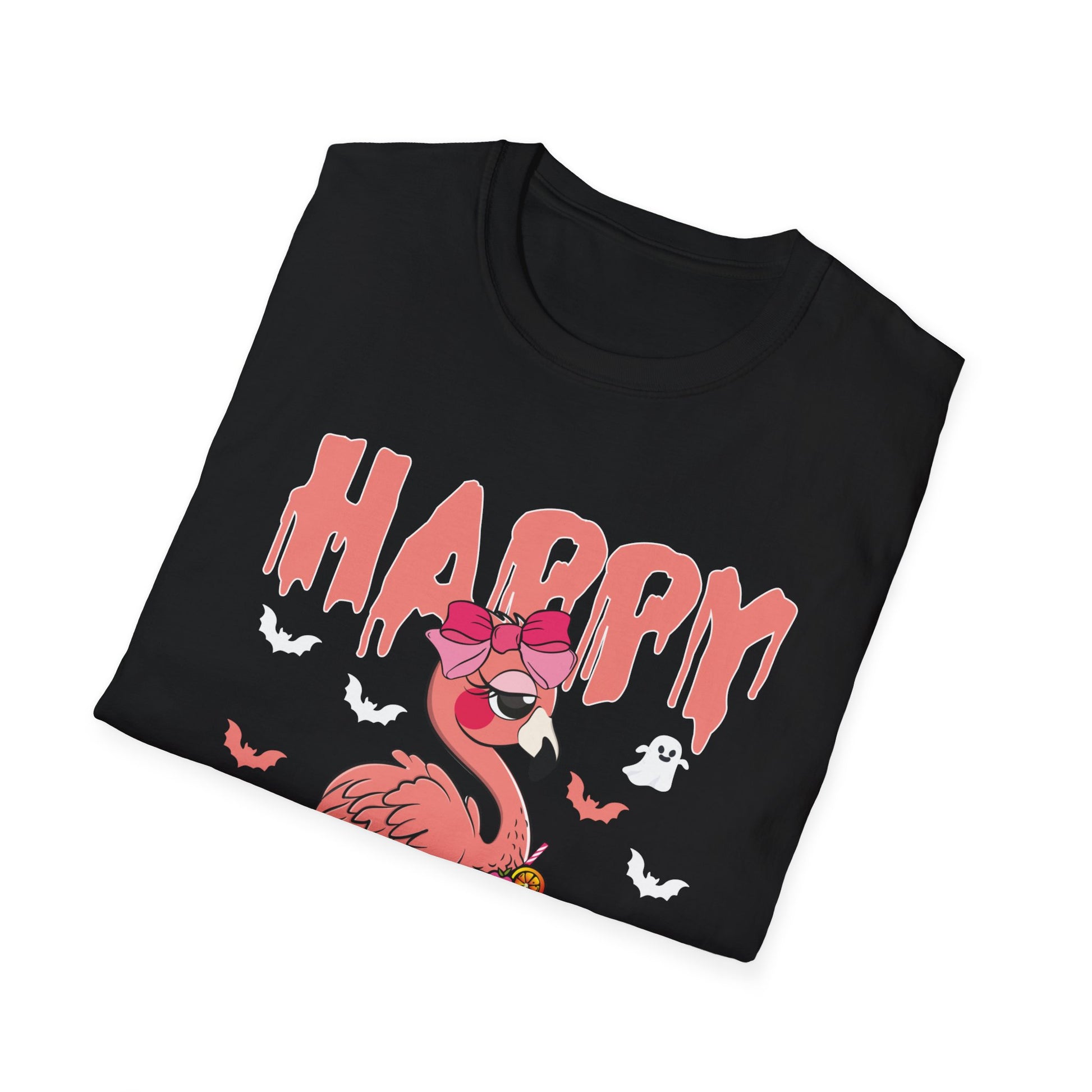 Happy Halloween - Flamingo Lover Witch Hat Pumpkin Halloween TeeUnisex Softstyle T-Shirt