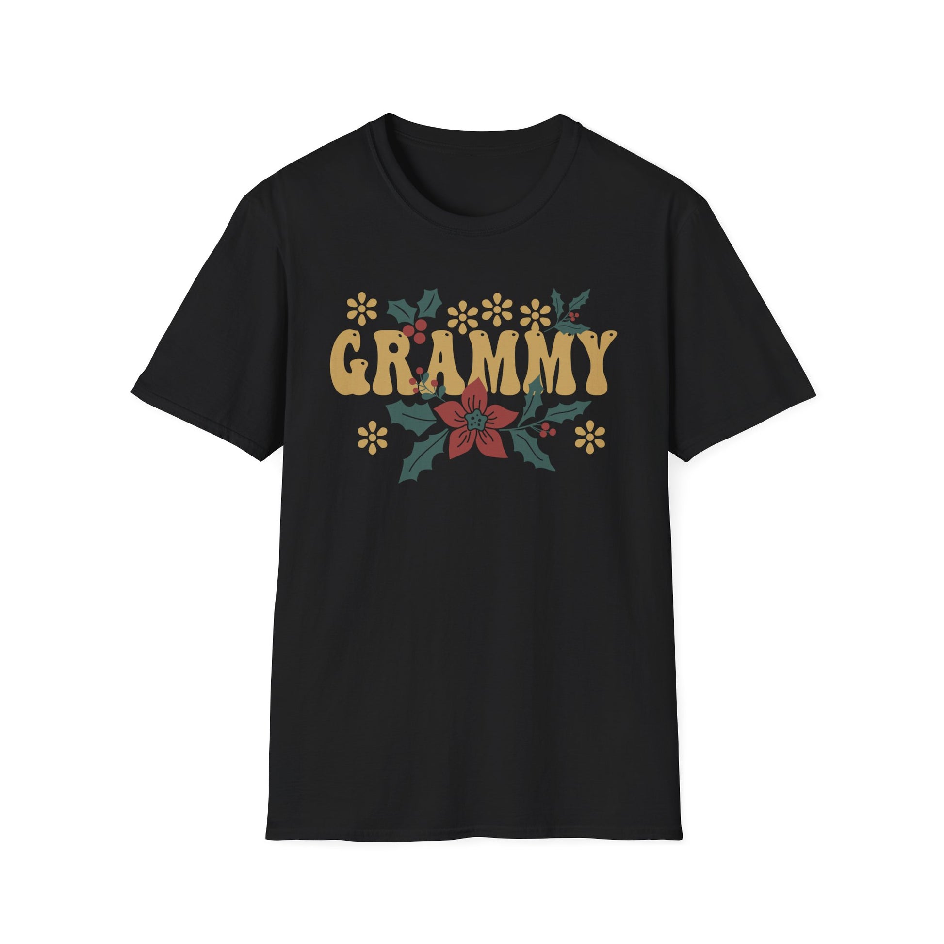 Grammy Floral T-Shirt — Vintage Poinsettia Gift for Grandmother (Christmas & Mother's Day)