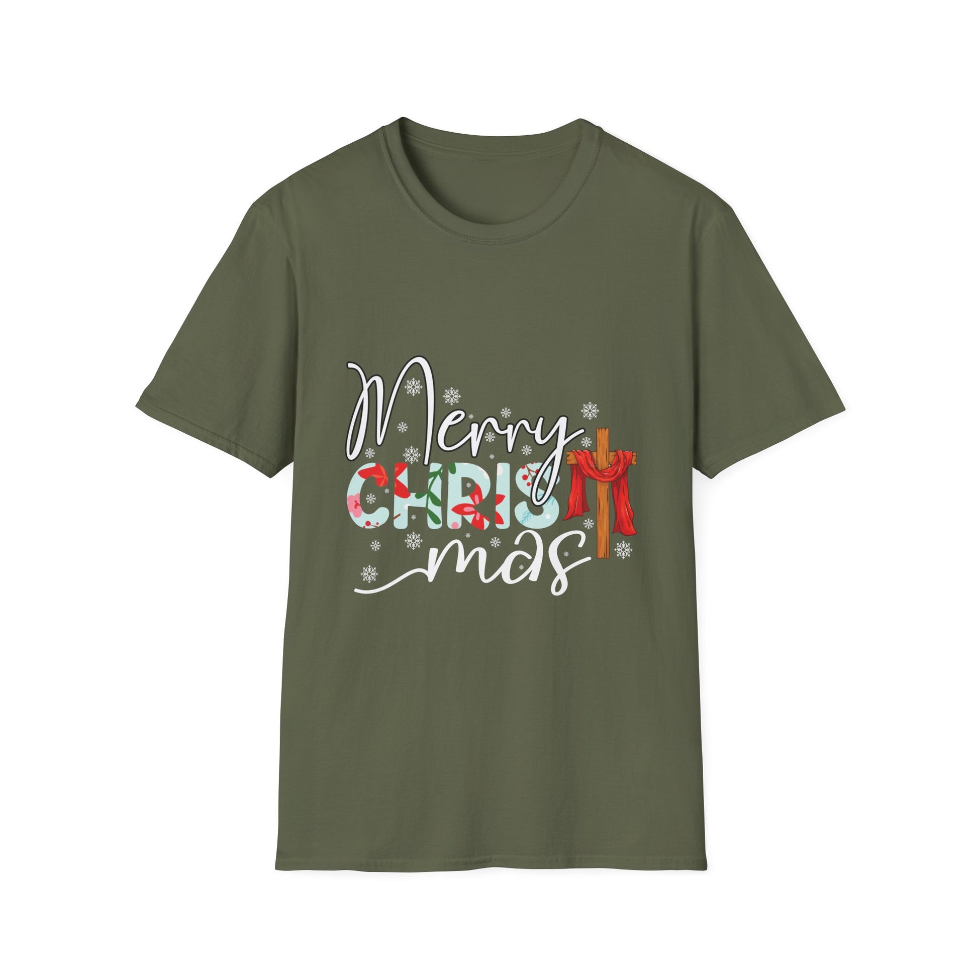 Merry Christmas Candy Cane Cross T-Shirt