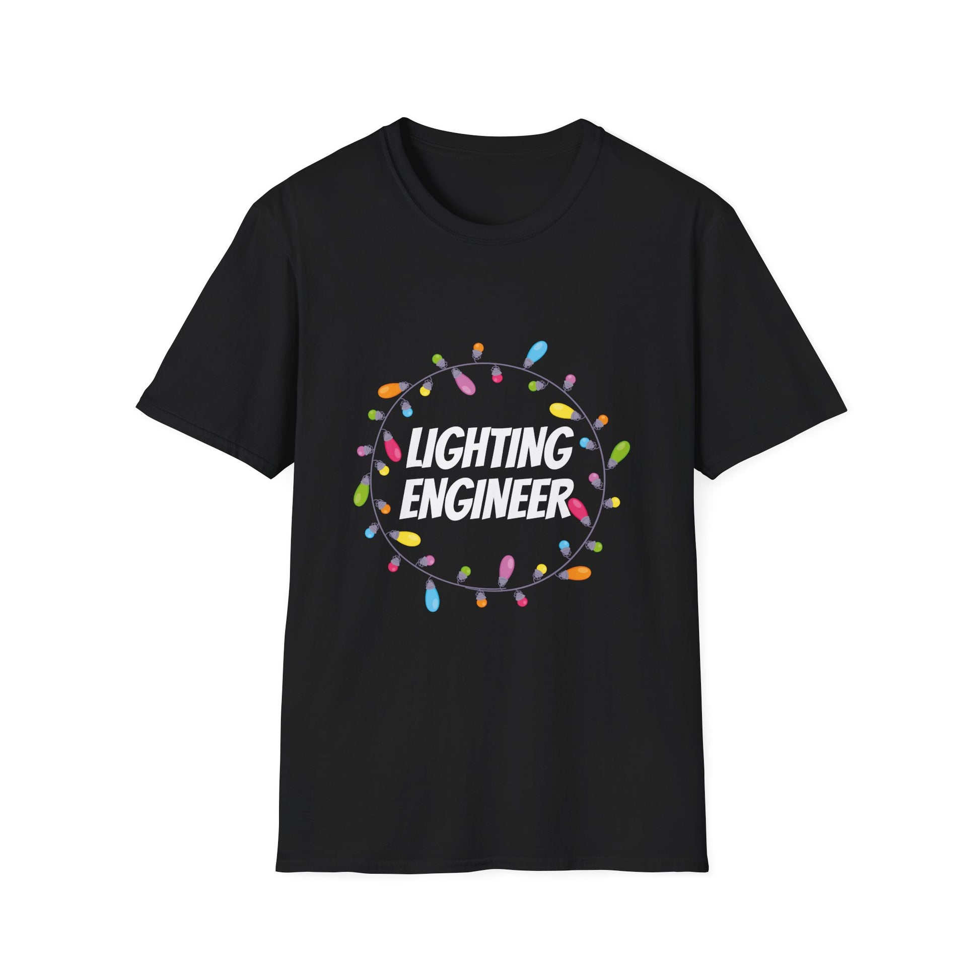 Lighting Engineer T-Shirt – Holiday String Lights Graphic Tee for Techs & Stage Crew