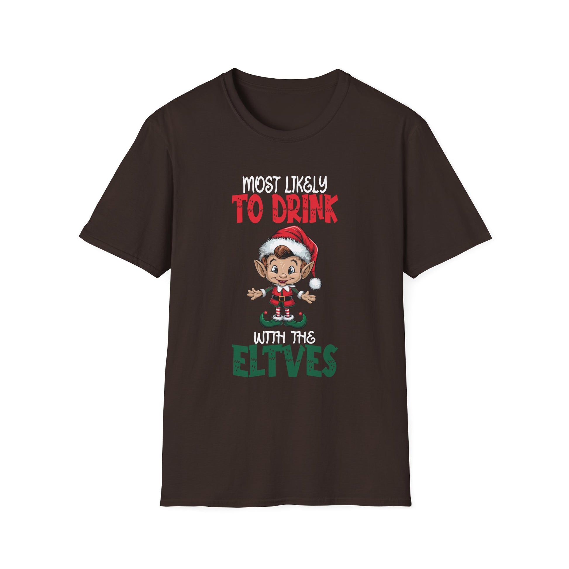 Most Likely to Drink With The Elves Elf Drinking Christmas Unisex T-Shirt