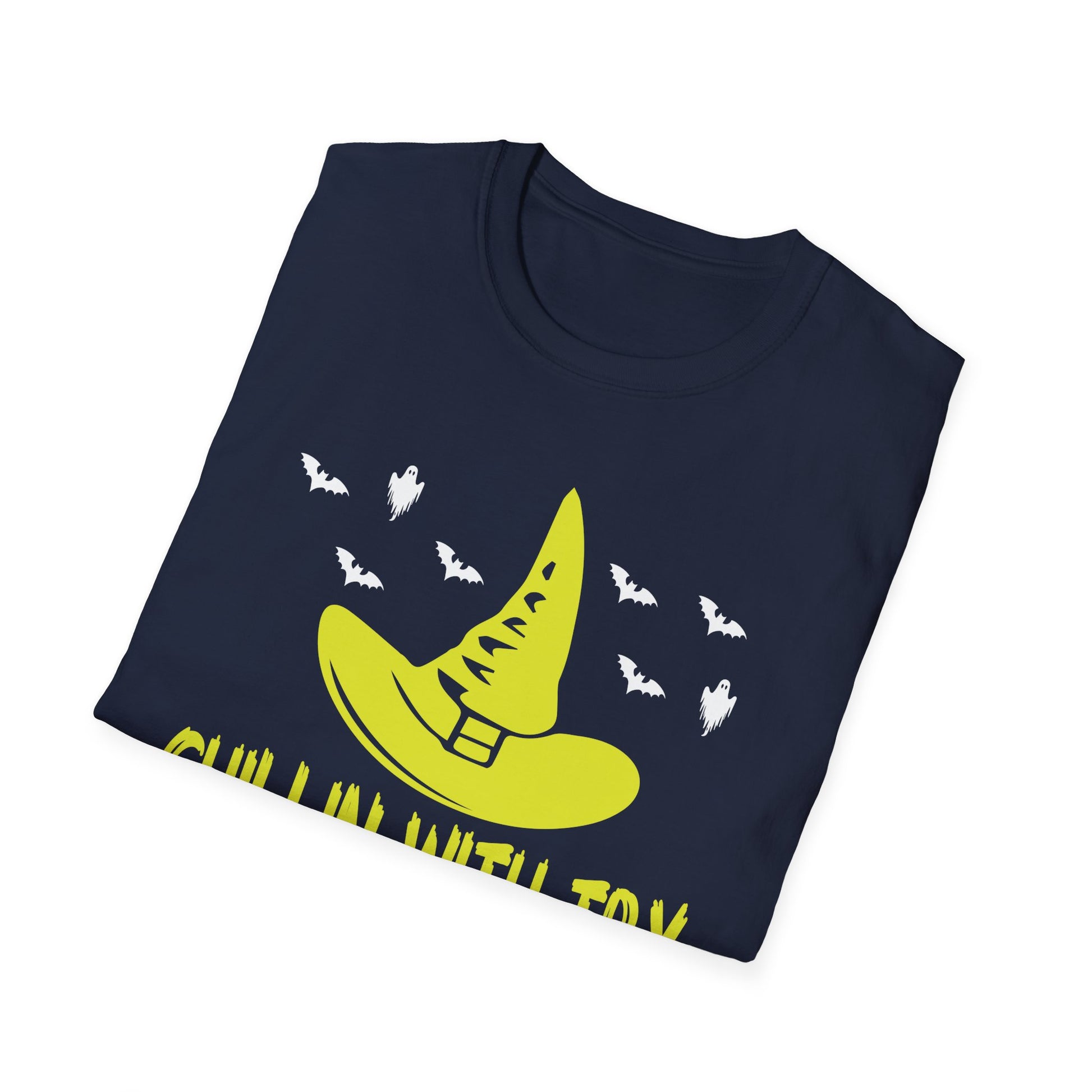 Halloween T-Shirt — "Chillin' With My Creeps" Witch Hat & Bats Graphic