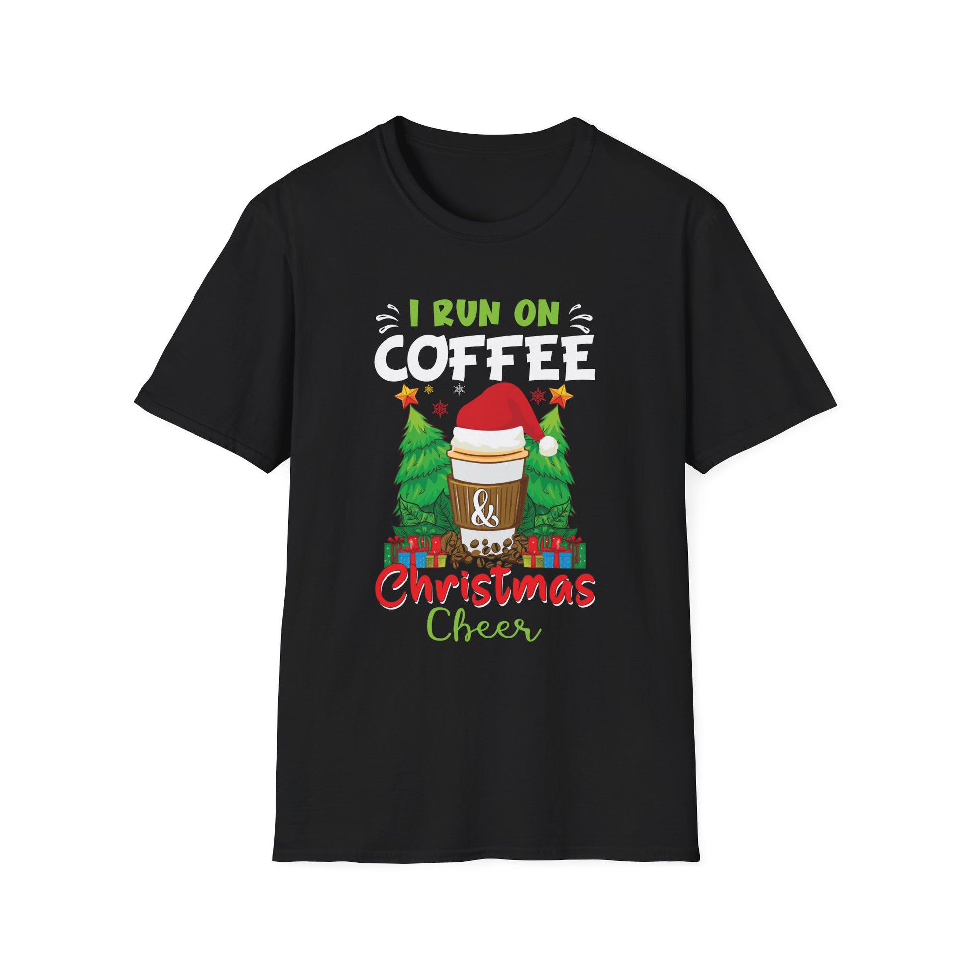 Christmas Coffee T-Shirt — "I Run On Coffee & Christmas Cheer" Holiday Tee