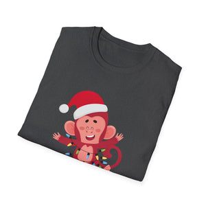 Christmas Sock Monkey T-Shirt — Cute Santa Monkey Holiday Tee
