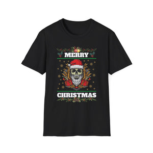 Merry Christmas Skull T-Shirt — Santa Skull Holiday Tee