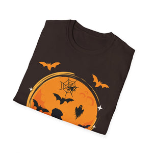 Halloween Dog T-Shirt — Black Moon, Bats & Spiderweb Graphic