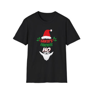 Funny Christmas Santa_s Favorite Ho Naughty Pajama Black Unisex Adult Cotton Polyester Short Sleeve Unisex Softstyle T-Shirt