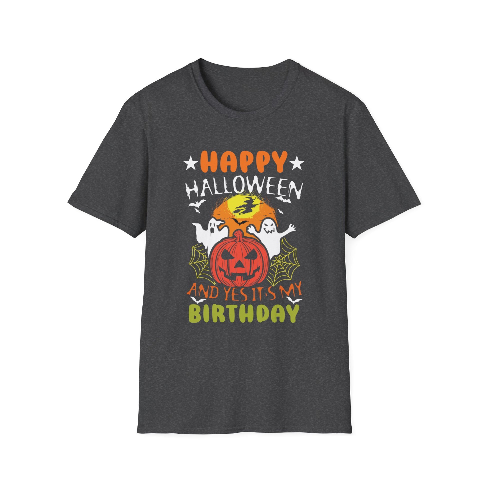 Halloween Birthday T-Shirt — "Happy Halloween And Yes It's My Birthday" Pumpkin & Ghost Tee