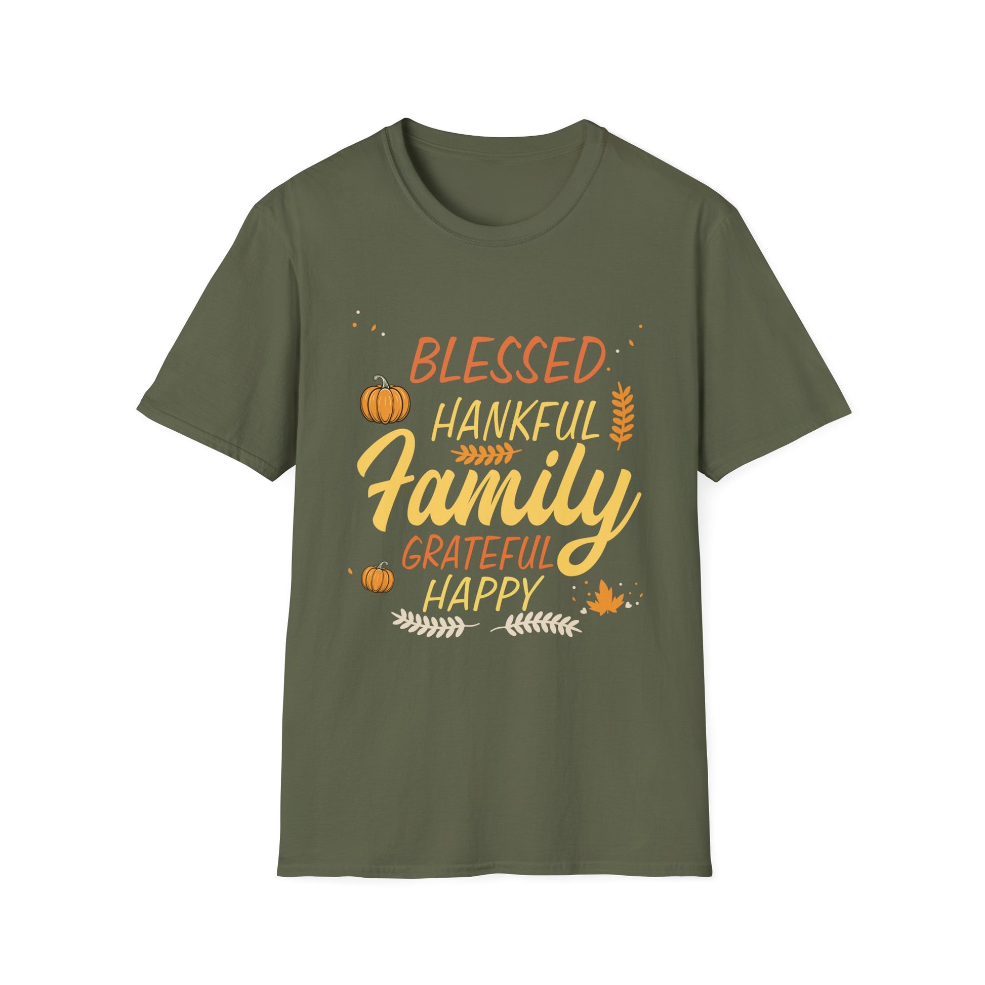 Thankful Family T-Shirt — Blessed, Grateful & Happy Thanksgiving Tee